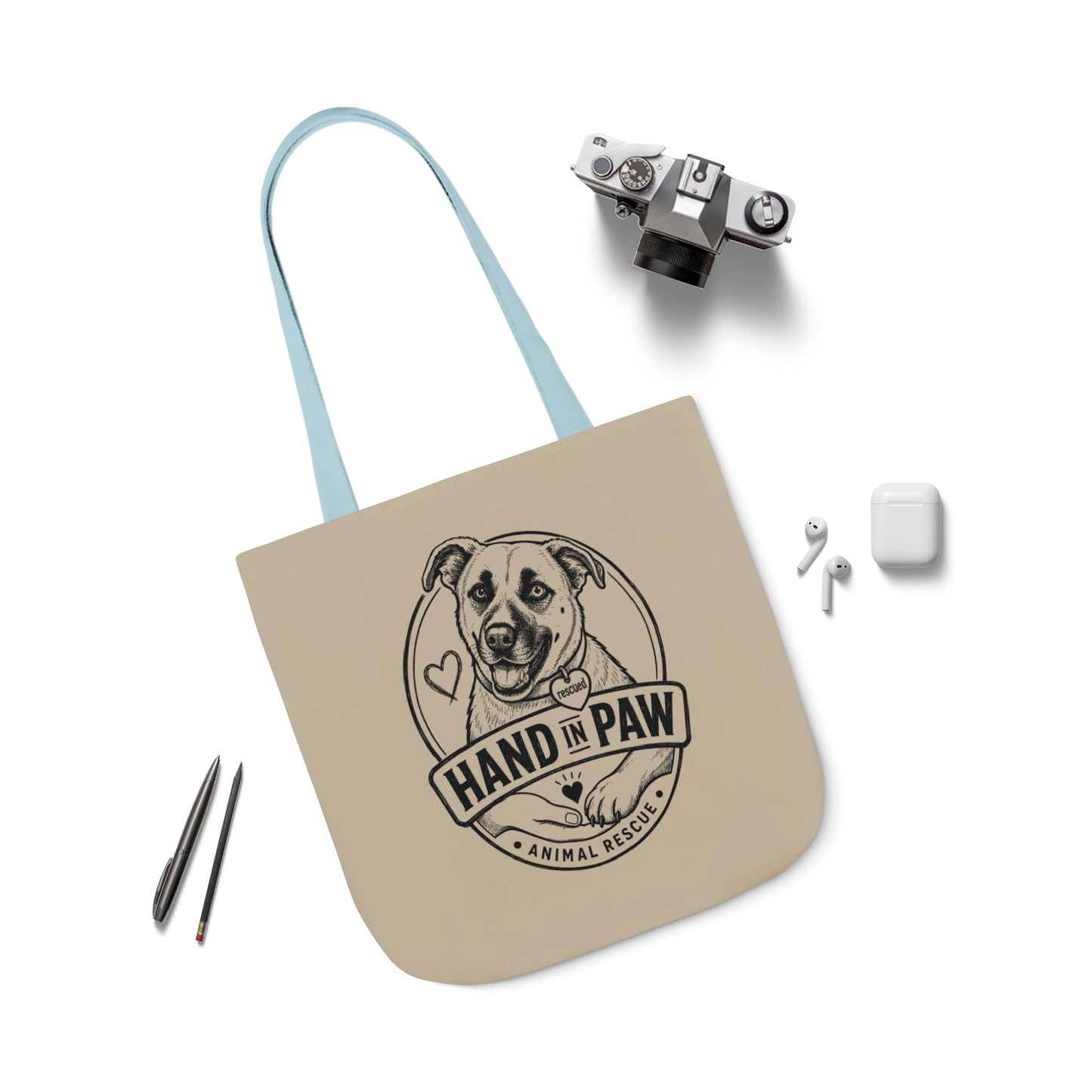 Canvas Tote Bag - Vintage Sketch Dogs Pattern
