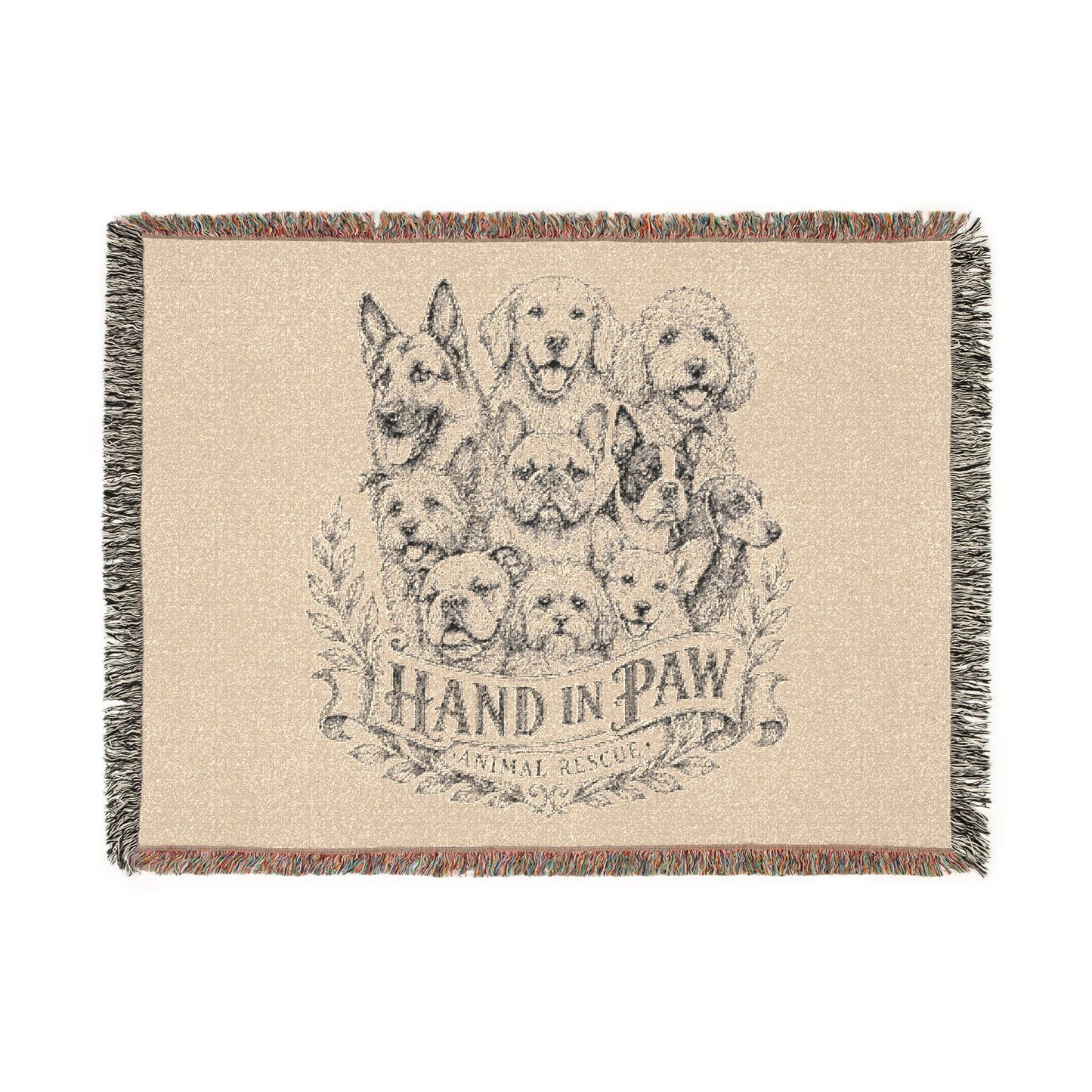 Vintage Sketch Dog Design - Woven Blanket