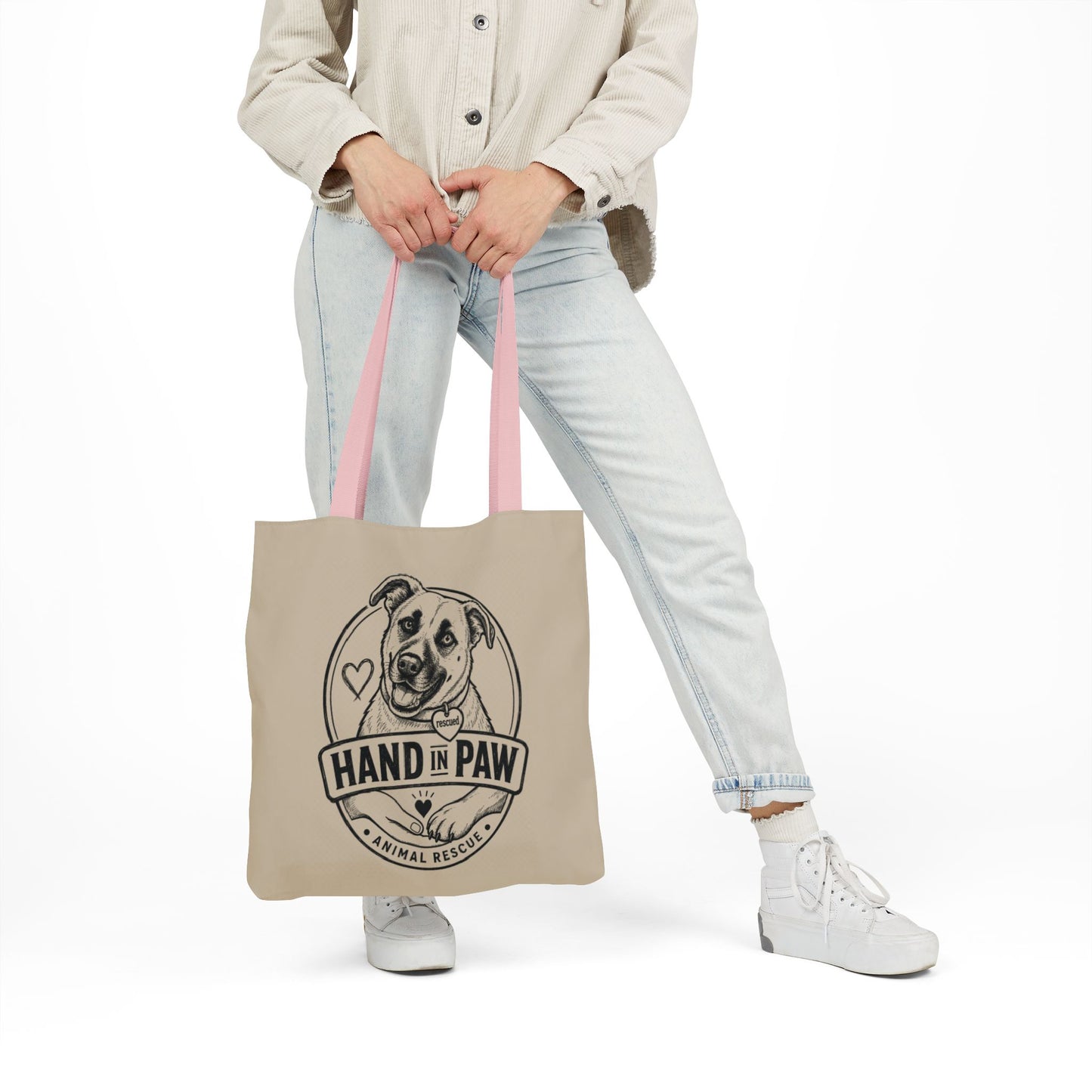 Canvas Tote Bag - Vintage Sketch Dogs Pattern