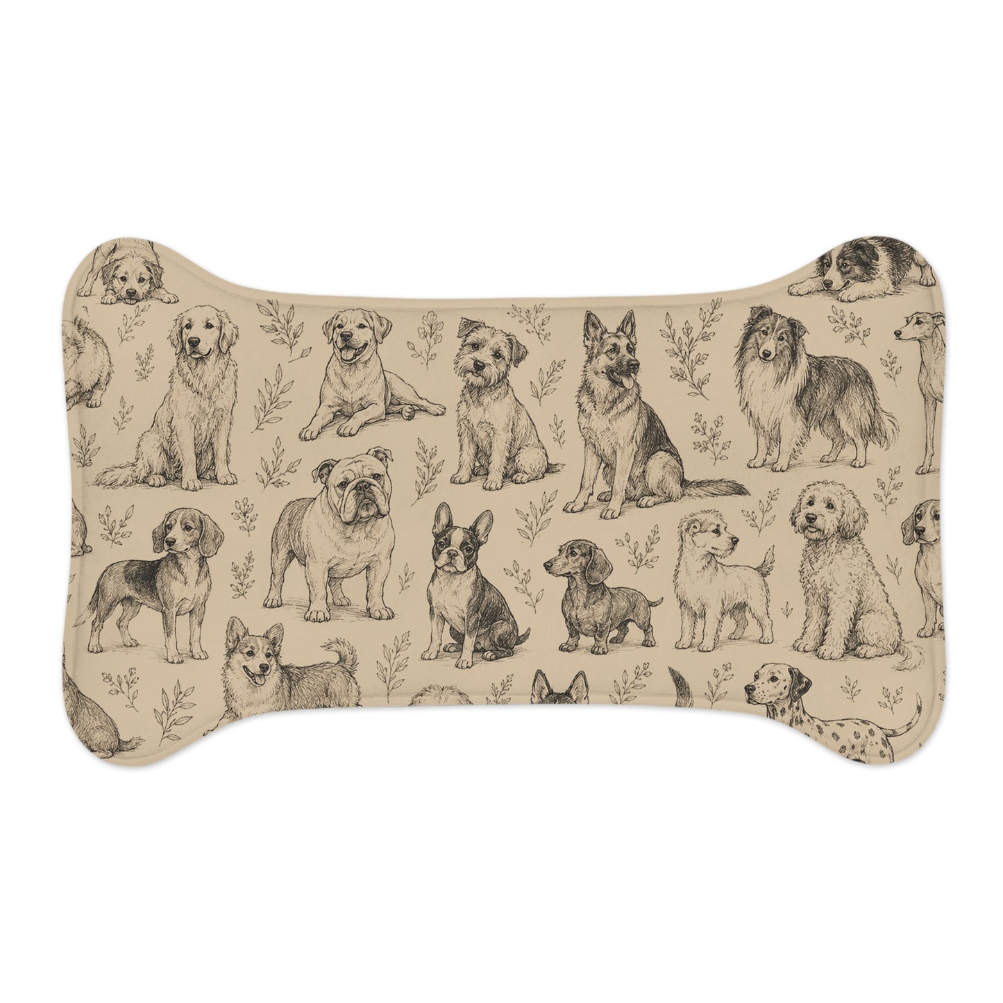Dog Pattern Pet Feeding Mat - Non-Slip Bone-Shaped