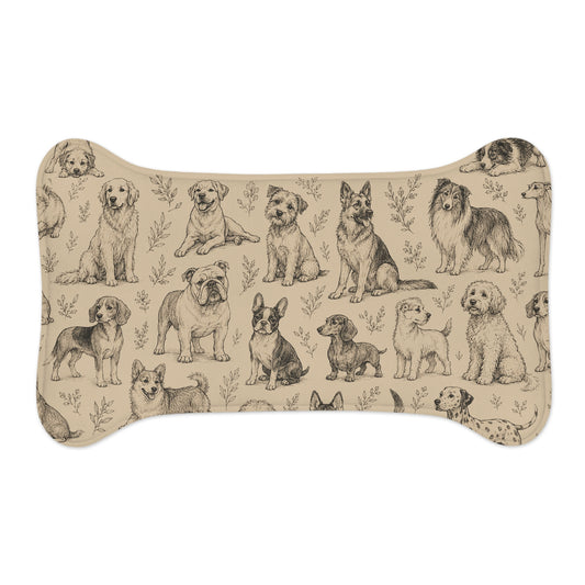 Dog Pattern Pet Feeding Mat - Non-Slip Bone-Shaped