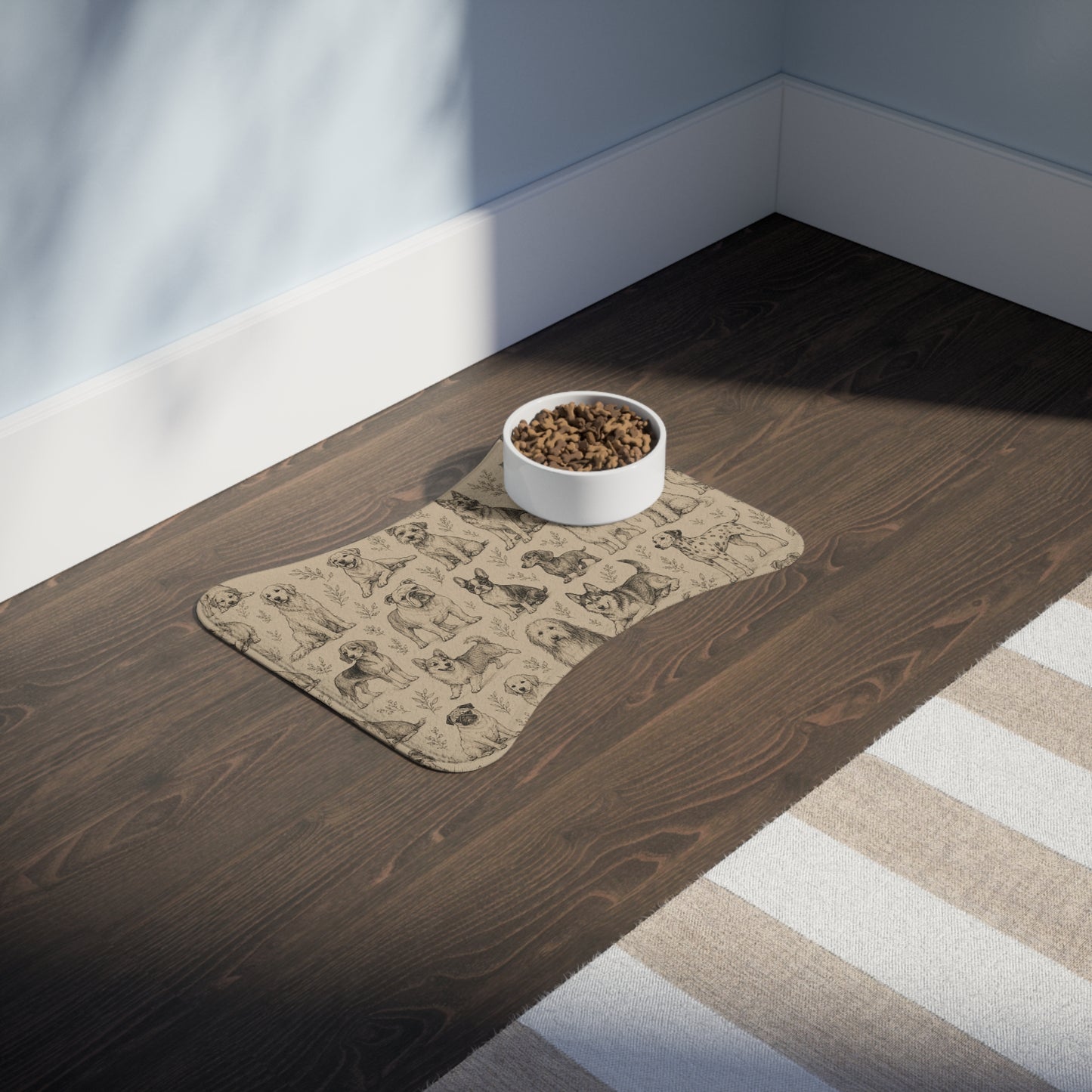 Dog Pattern Pet Feeding Mat - Non-Slip Bone-Shaped