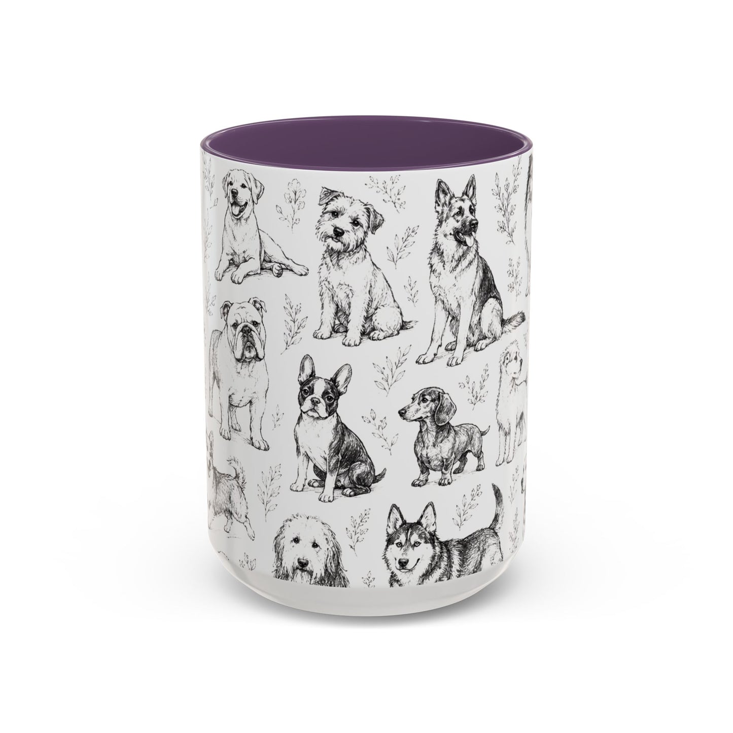 Dog Pattern Accent Coffee Mug 15 oz