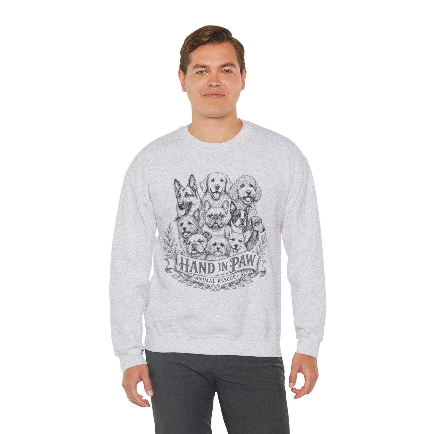 Hand in Paw Animal Rescue - Vintage Animal Sketch Unisex Crewneck Sweatshirt