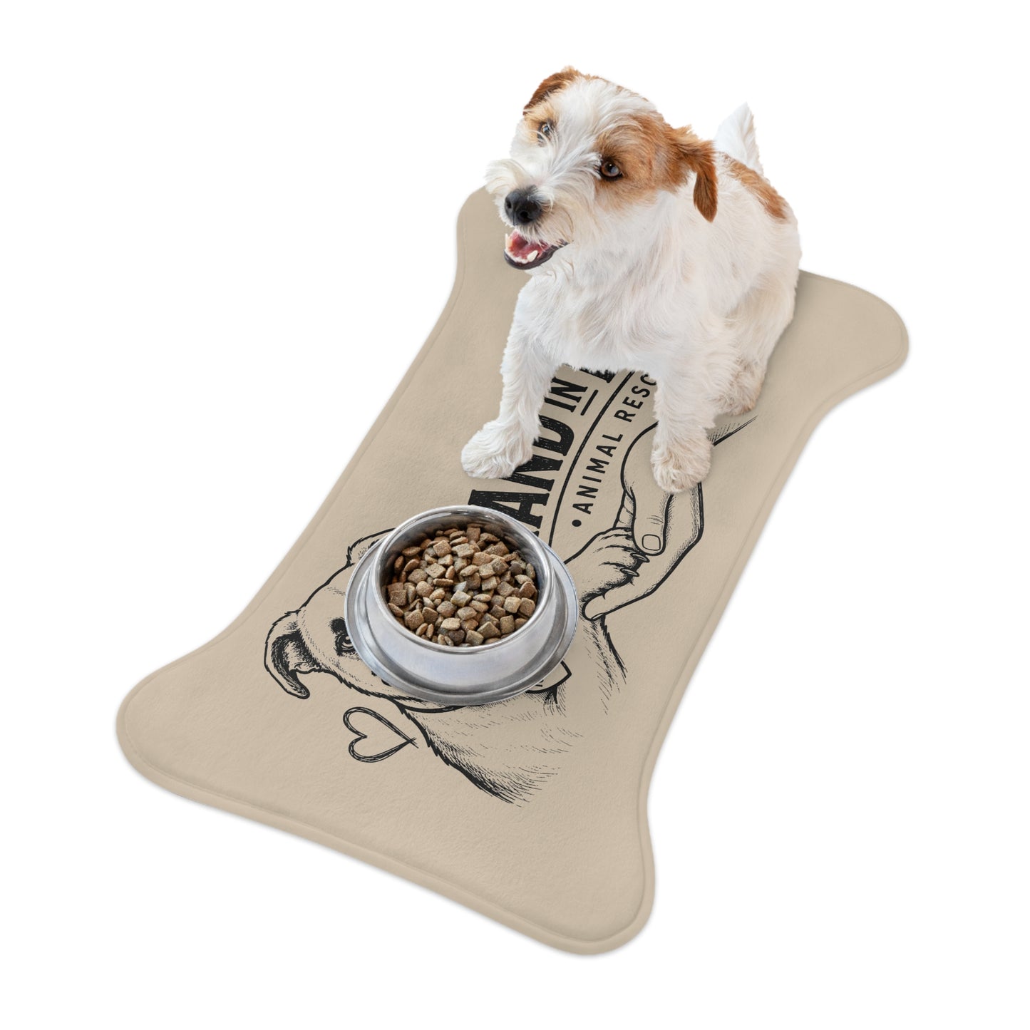 Hand in Paw Pet Feeding Mat - Non-Slip Bone-Shaped