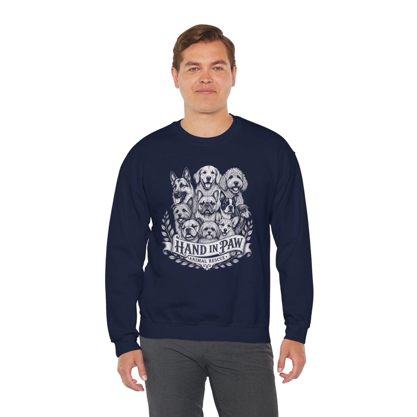 Hand in Paw Animal Rescue - Vintage Animal Sketch Unisex Crewneck Sweatshirt