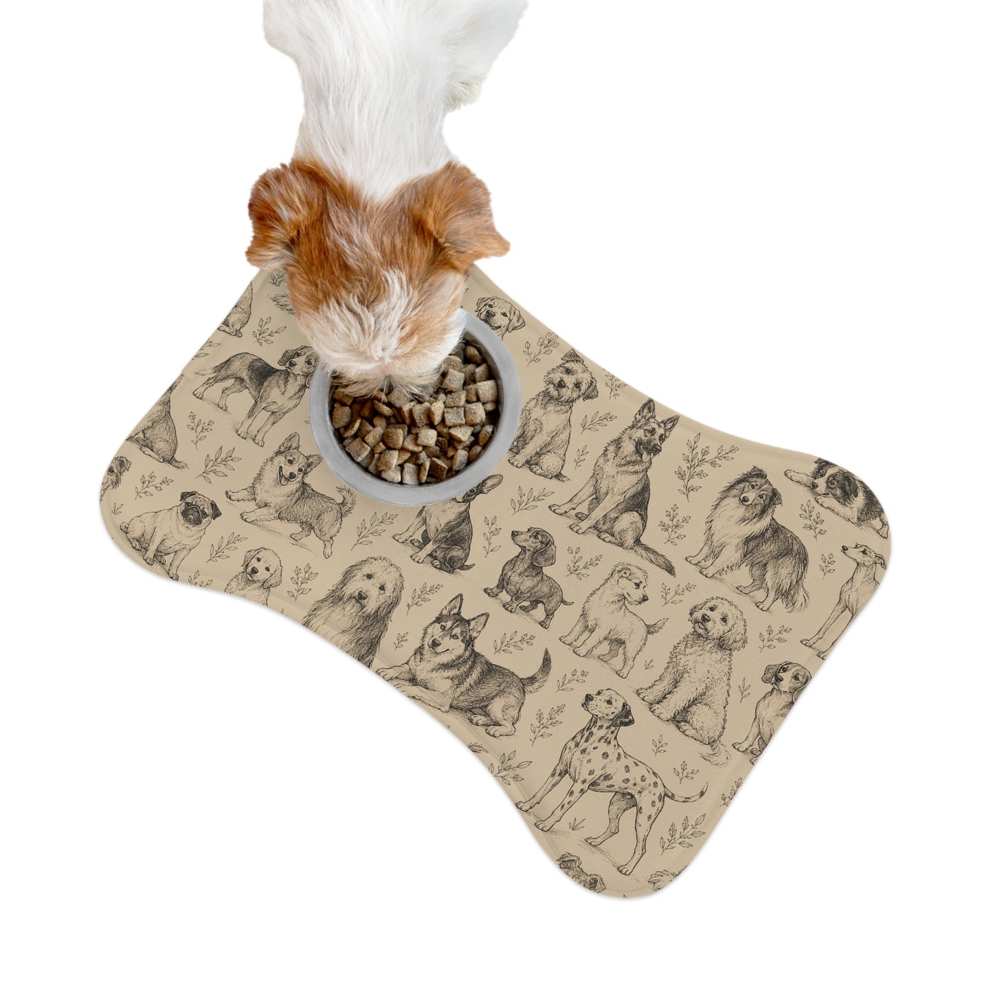 Dog Pattern Pet Feeding Mat - Non-Slip Bone-Shaped