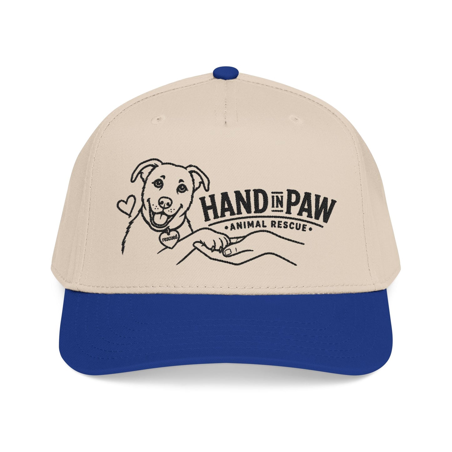 Mid Profile Baseball Cap - Embroidered Hand in Paw Design