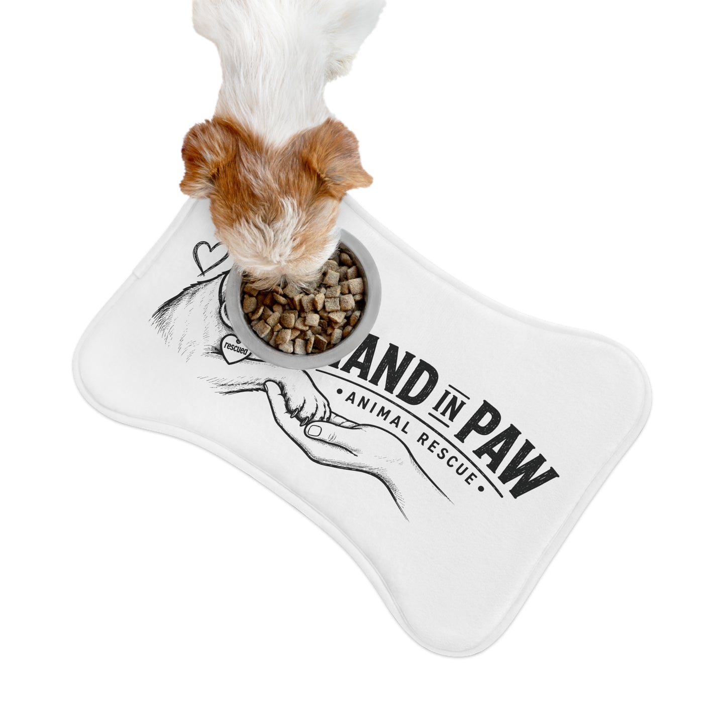Hand in Paw Pet Feeding Mat - Non-Slip Bone-Shaped