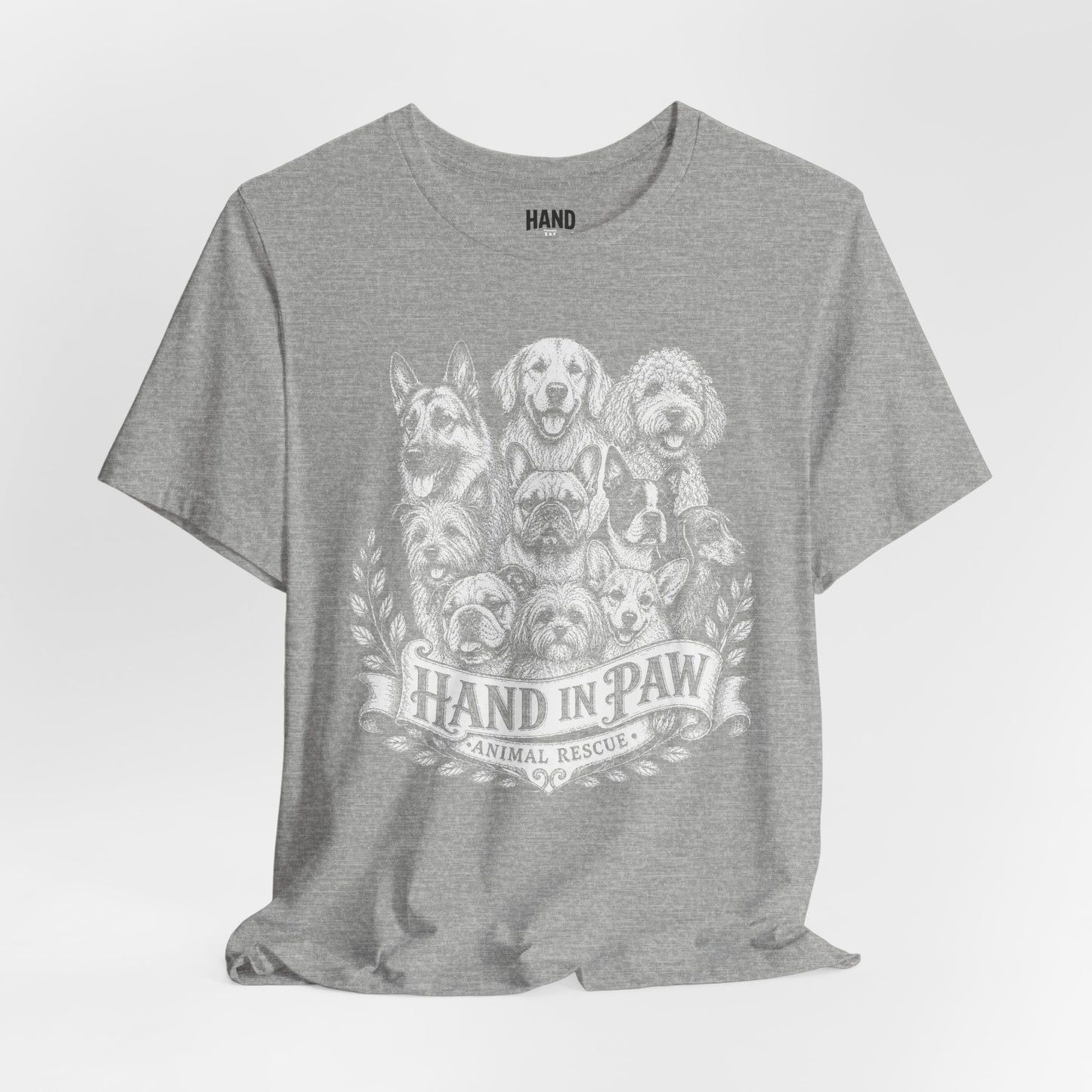 Hand in Paw Animal Rescue - Vintage Animal Sketch Logo T-Shirt
