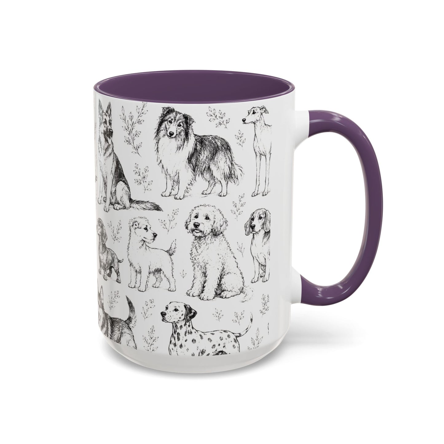 Dog Pattern Accent Coffee Mug 15 oz