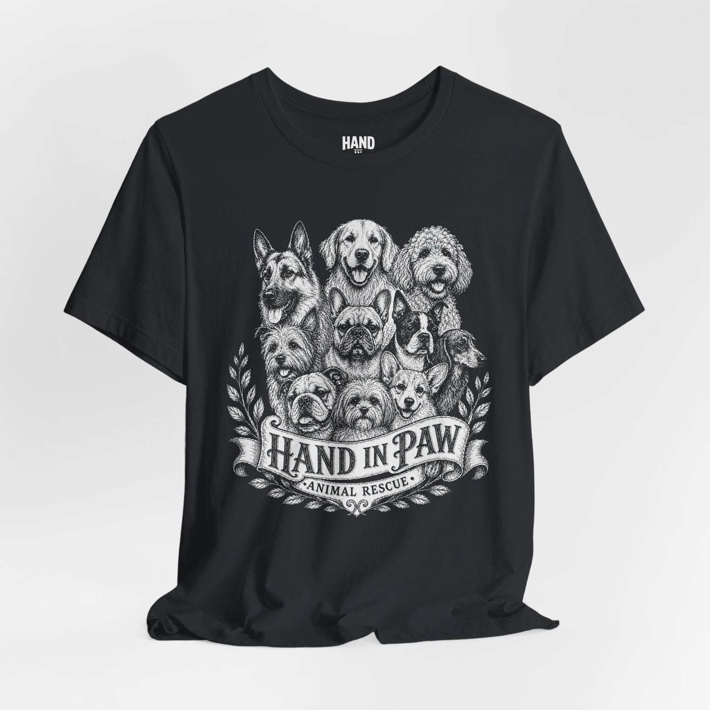 Hand in Paw Animal Rescue - Vintage Animal Sketch Logo T-Shirt