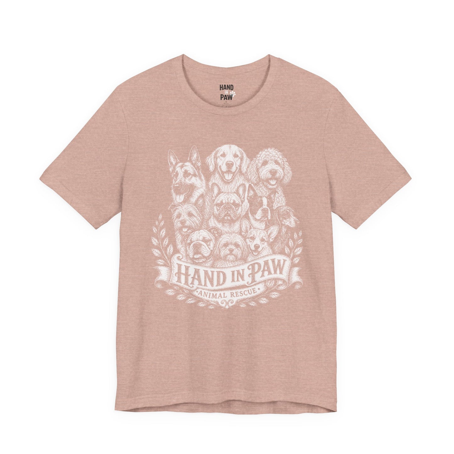 Hand in Paw Animal Rescue - Vintage Animal Sketch Logo T-Shirt