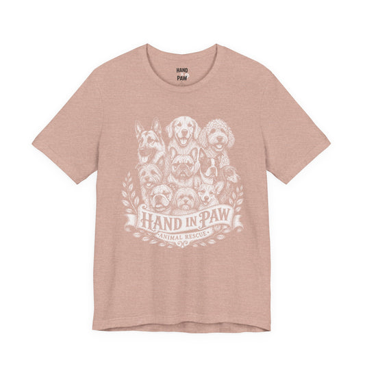 Hand in Paw Animal Rescue - Vintage Animal Sketch Logo T-Shirt