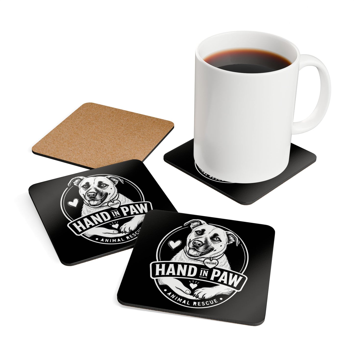 Hand in Paw Coaster Set — (4-Pack)