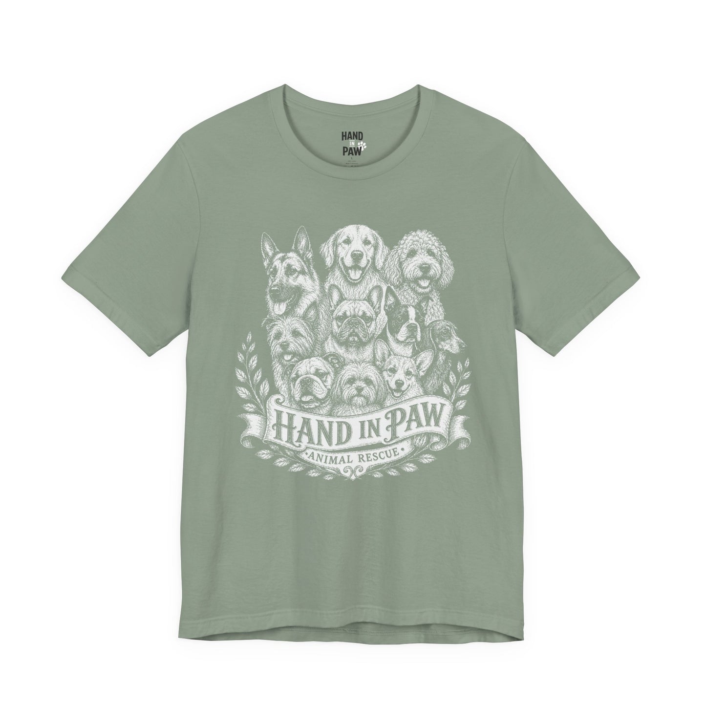 Hand in Paw Animal Rescue - Vintage Animal Sketch Logo T-Shirt