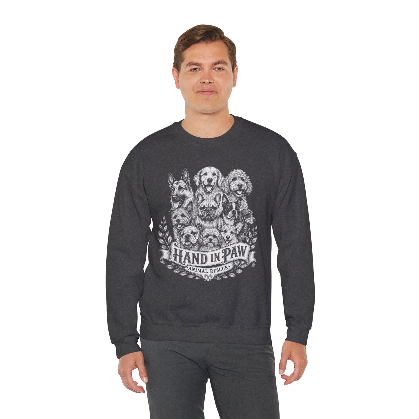 Hand in Paw Animal Rescue - Vintage Animal Sketch Unisex Crewneck Sweatshirt