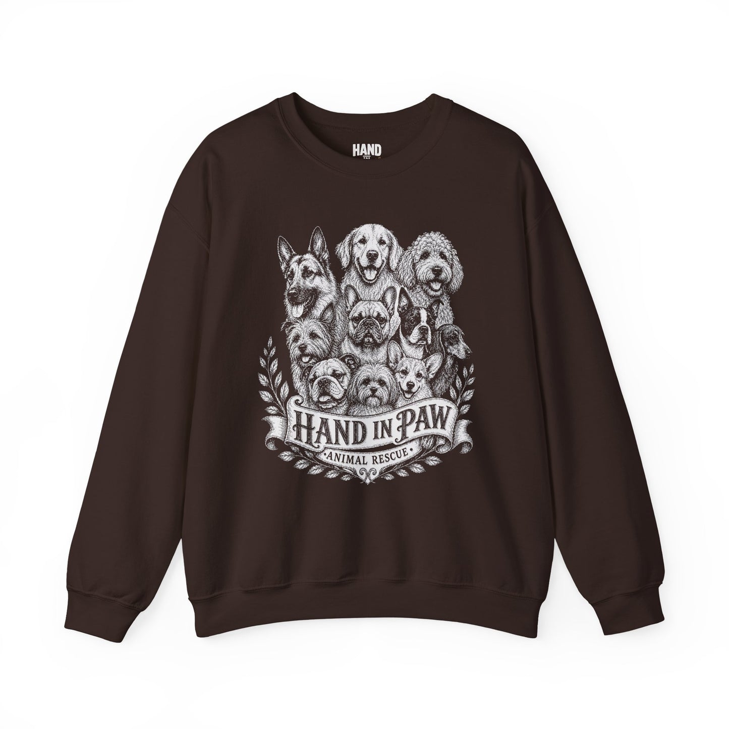 Hand in Paw Animal Rescue - Vintage Animal Sketch Unisex Crewneck Sweatshirt