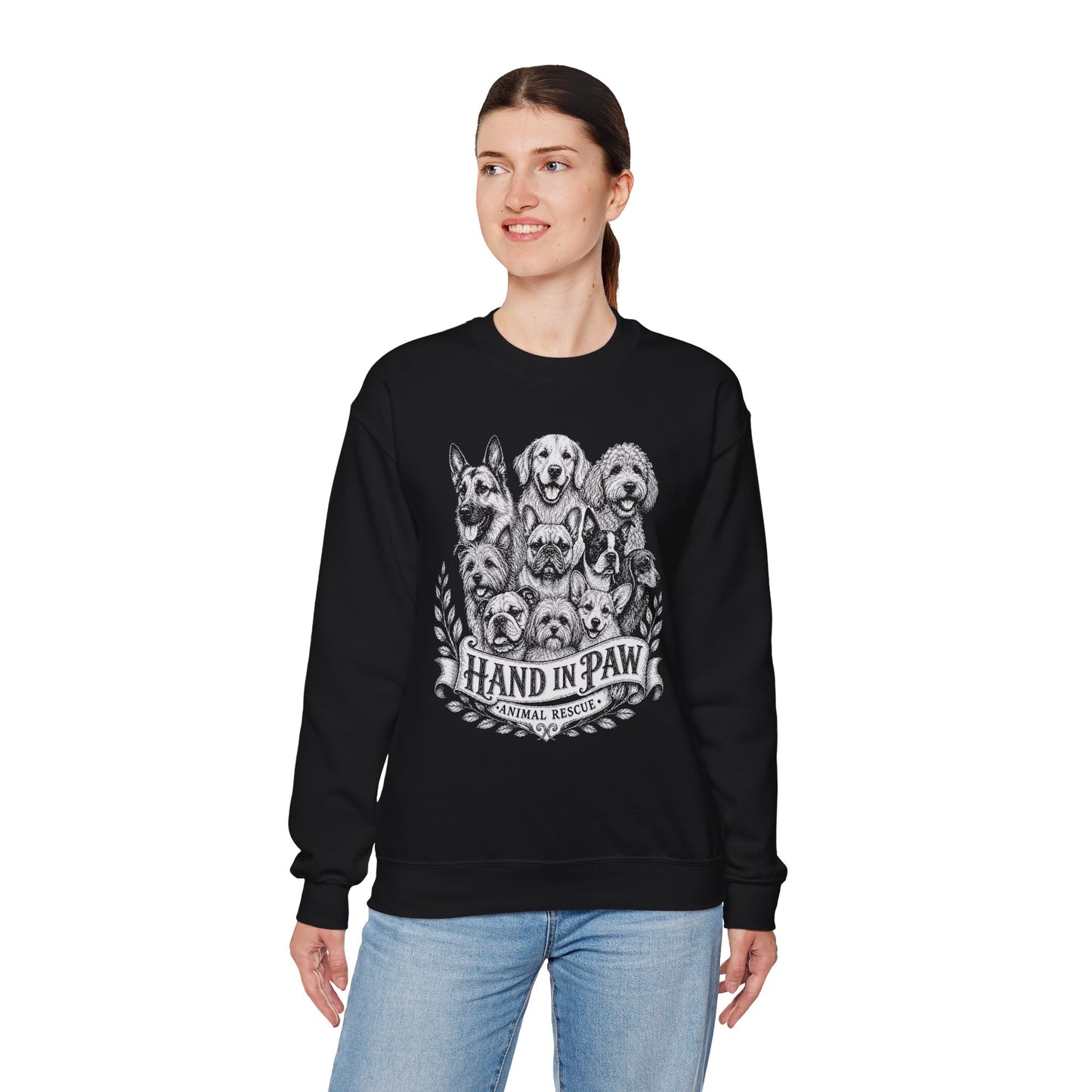 Hand in Paw Animal Rescue - Vintage Animal Sketch Unisex Crewneck Sweatshirt