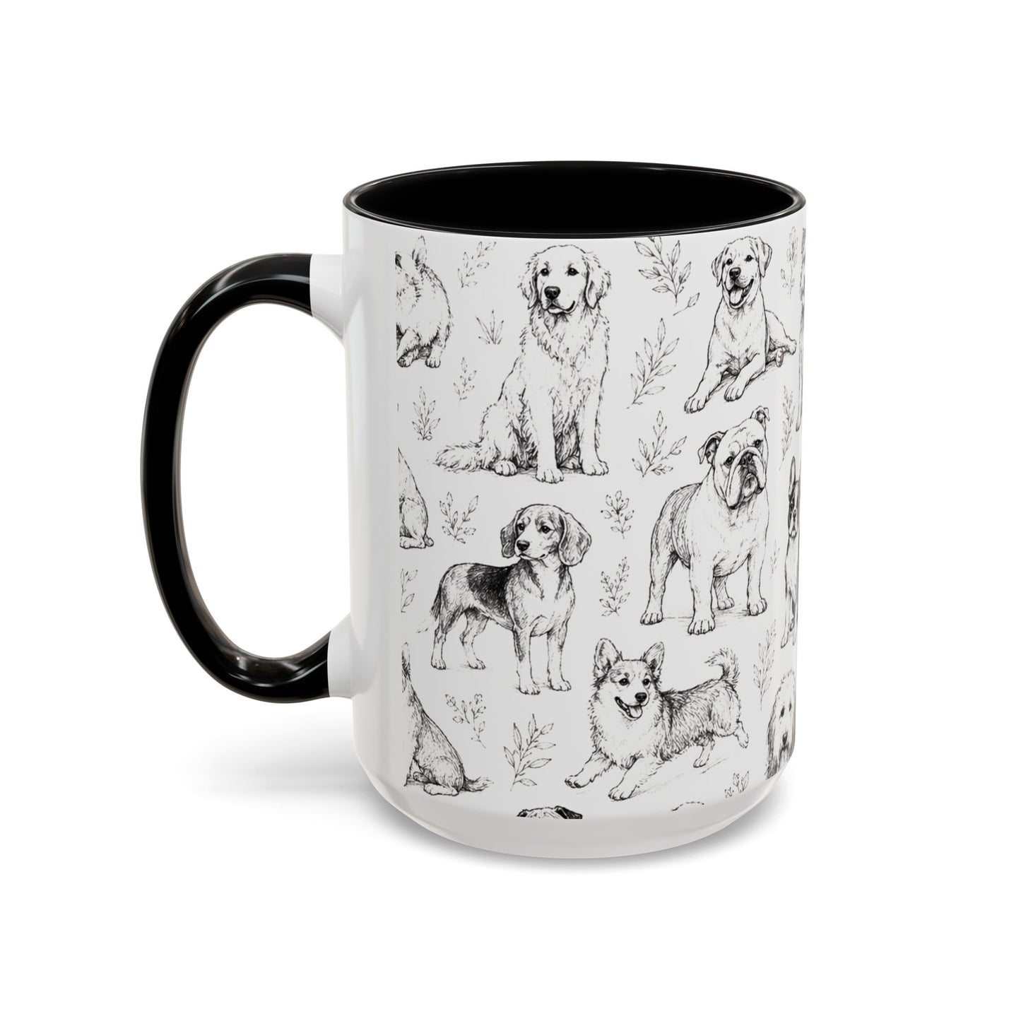 Dog Pattern Accent Coffee Mug 15 oz