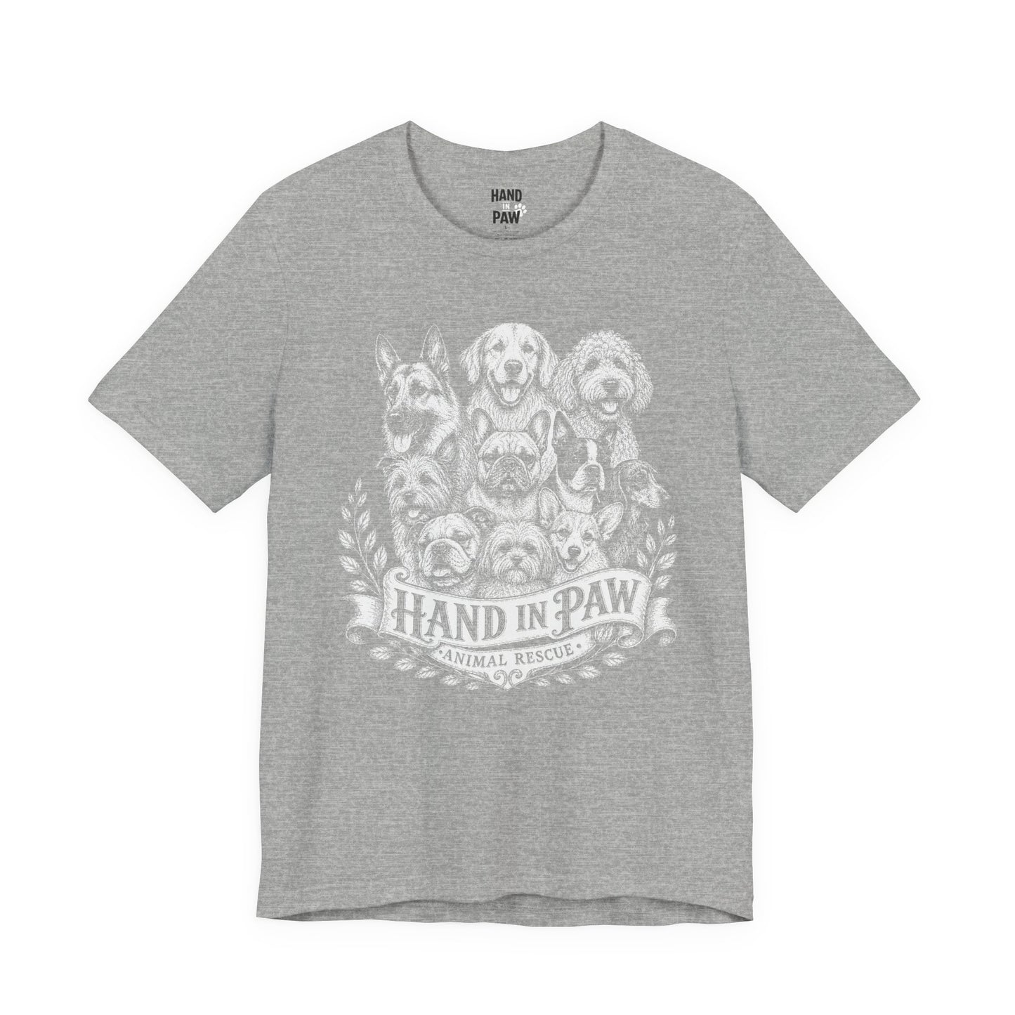 Hand in Paw Animal Rescue - Vintage Animal Sketch Logo T-Shirt