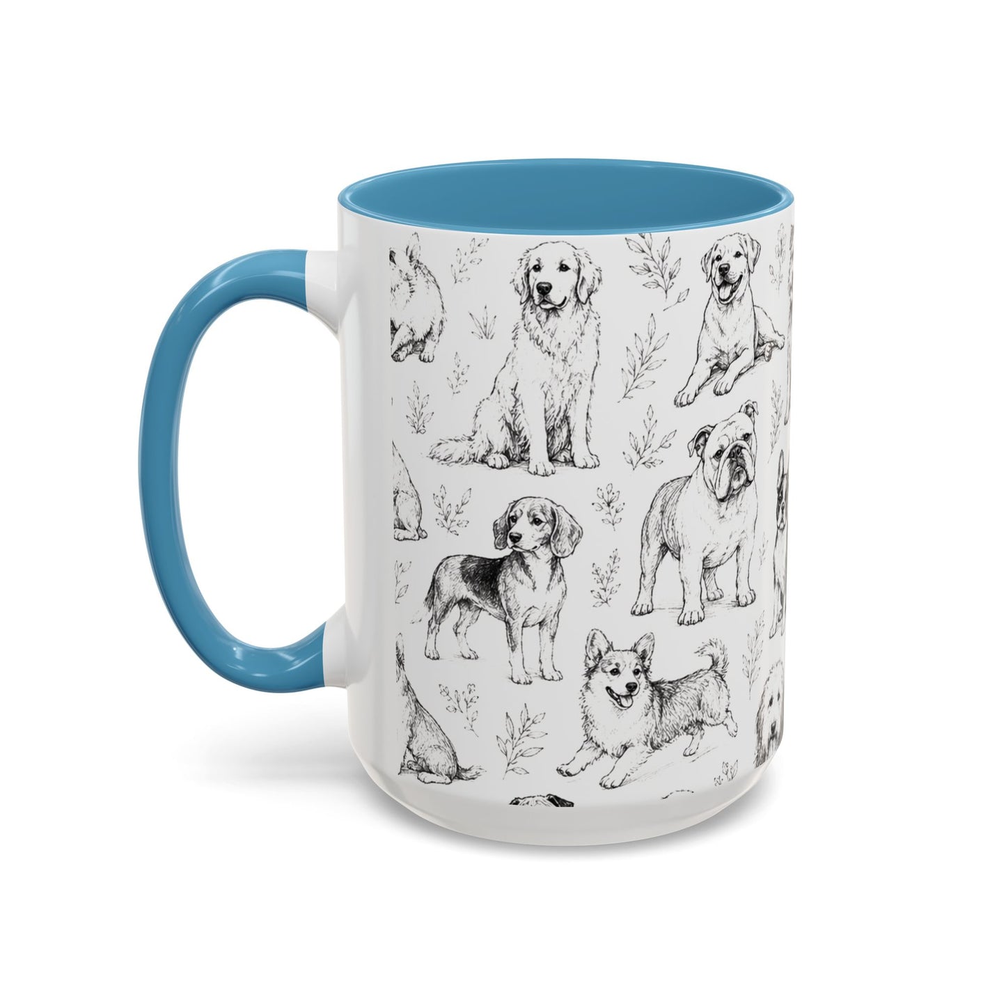 Dog Pattern Accent Coffee Mug 15 oz