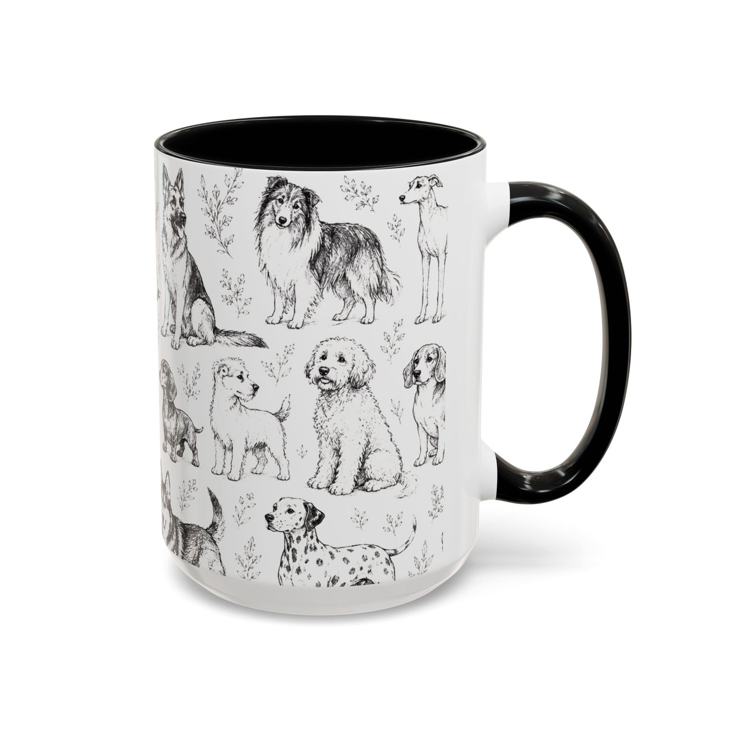 Dog Pattern Accent Coffee Mug 15 oz