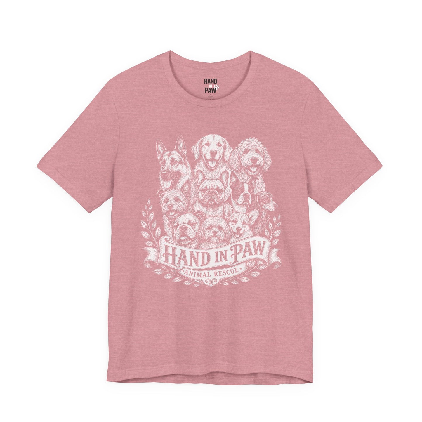 Hand in Paw Animal Rescue - Vintage Animal Sketch Logo T-Shirt