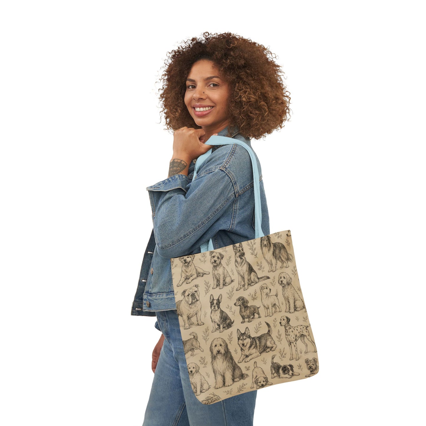 Canvas Tote Bag - Vintage Sketch Dogs Pattern
