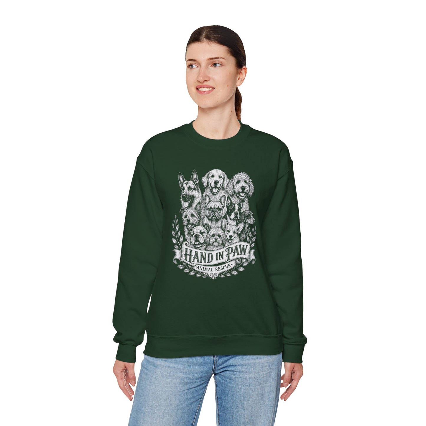 Hand in Paw Animal Rescue - Vintage Animal Sketch Unisex Crewneck Sweatshirt