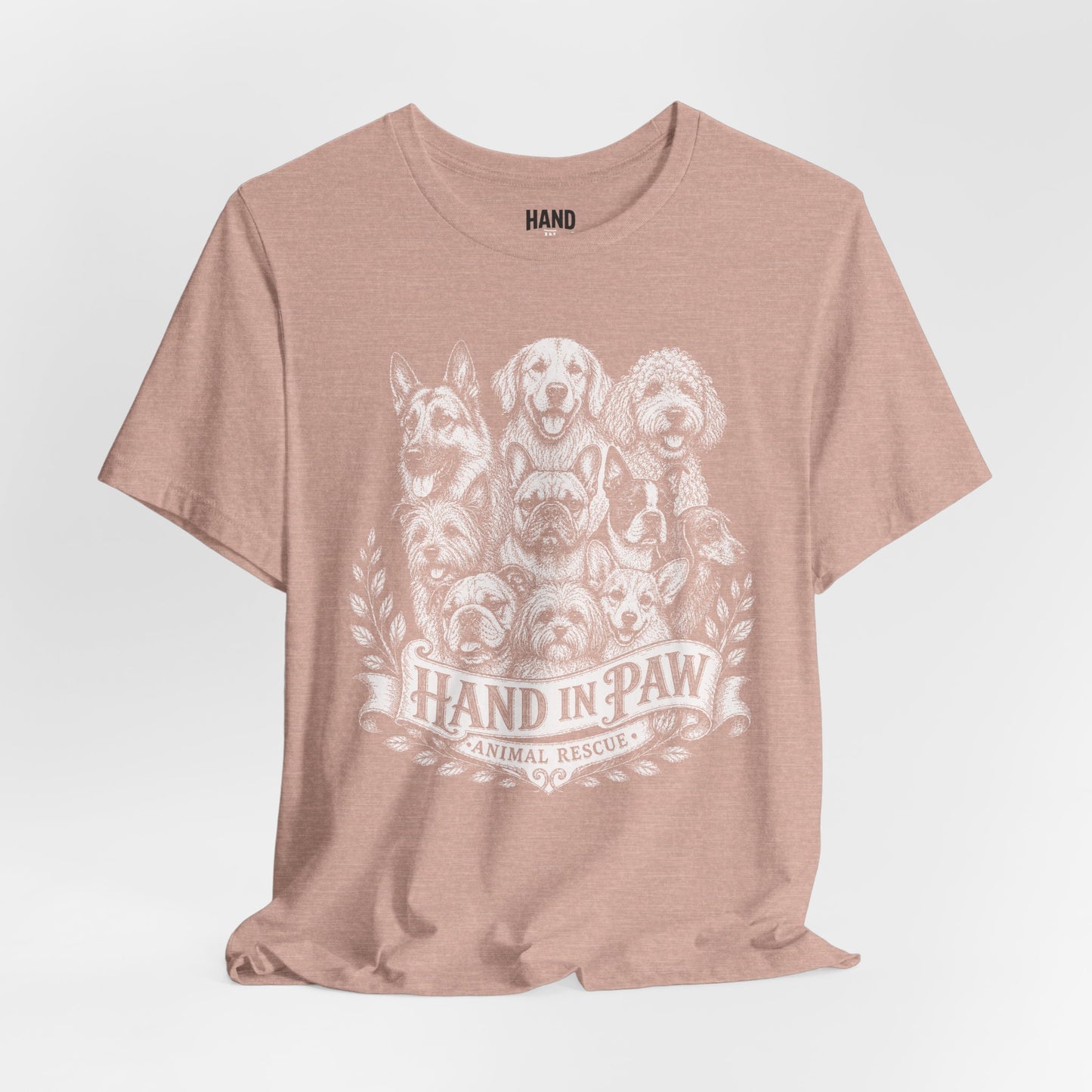 Hand in Paw Animal Rescue - Vintage Animal Sketch Logo T-Shirt
