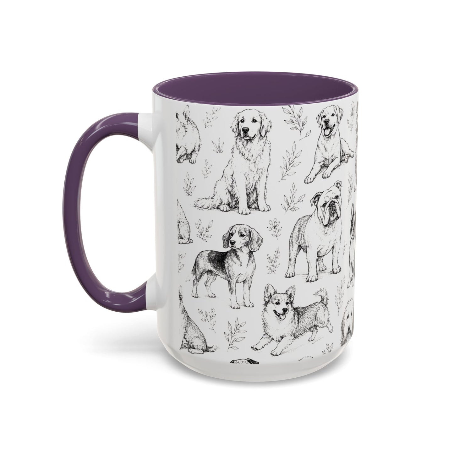 Dog Pattern Accent Coffee Mug 15 oz
