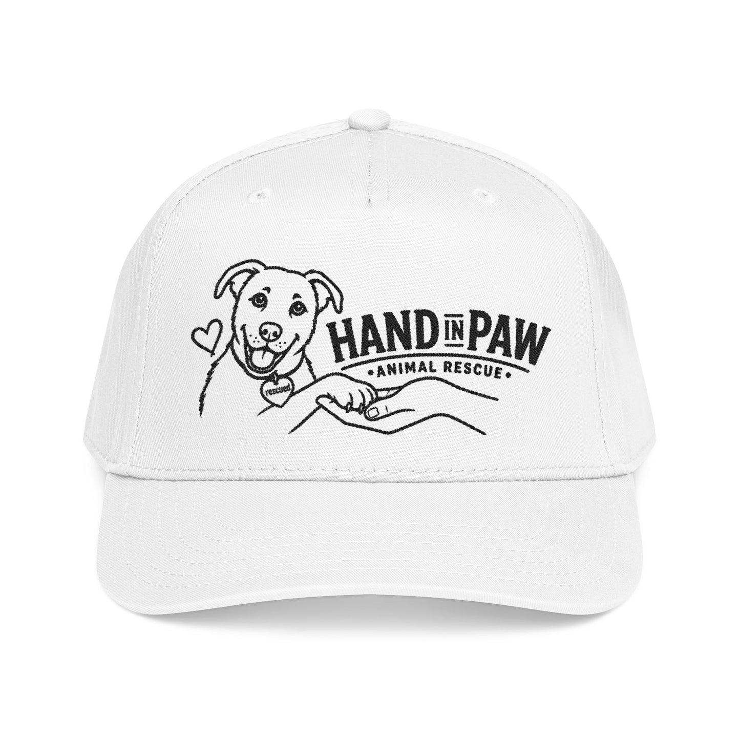 Mid Profile Baseball Cap - Embroidered Hand in Paw Design