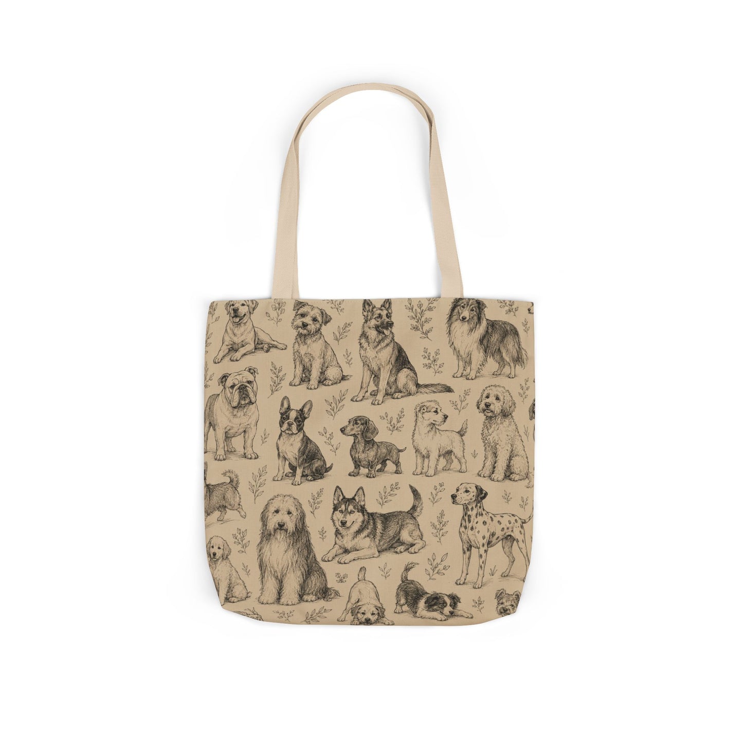 Canvas Tote Bag - Vintage Sketch Dogs Pattern