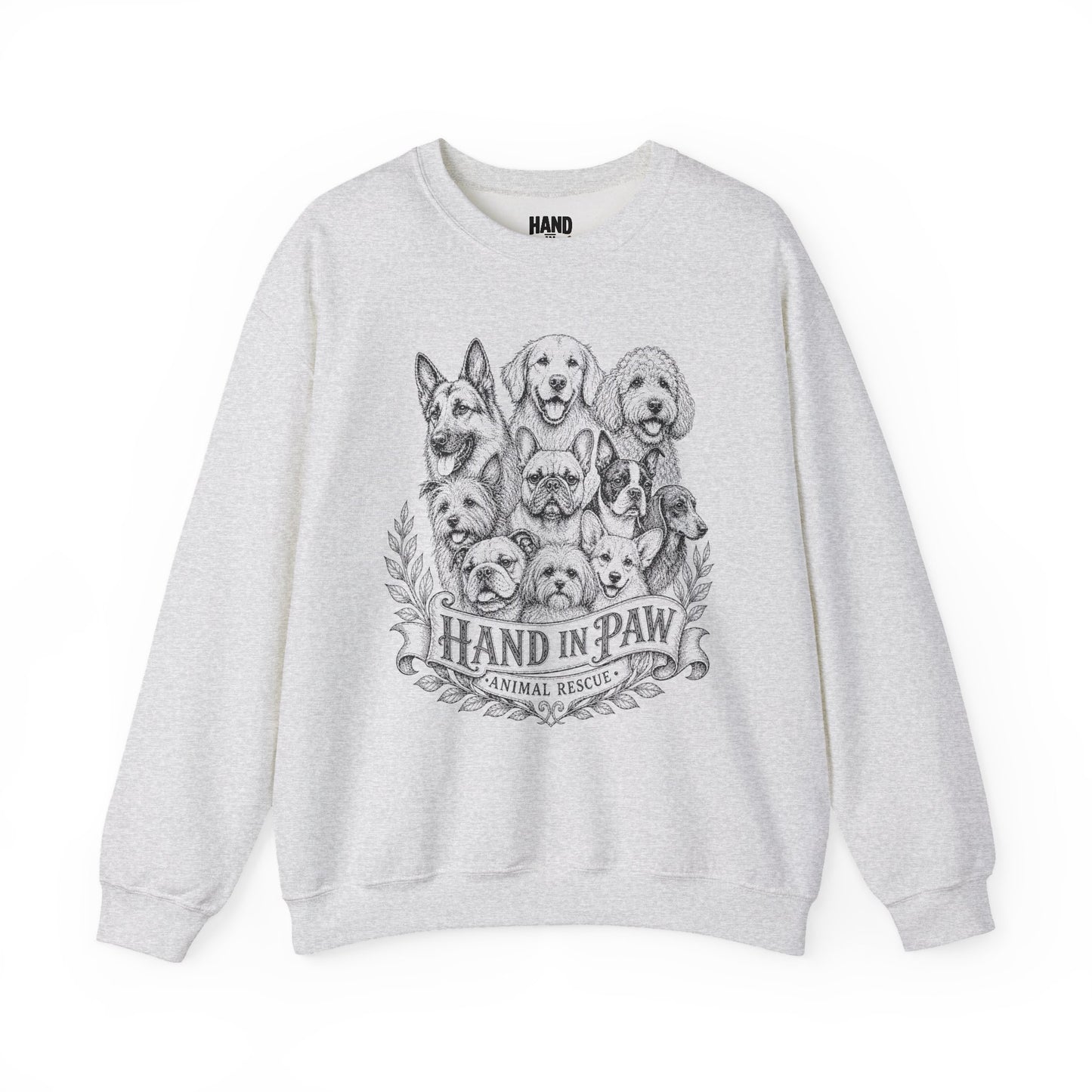 Hand in Paw Animal Rescue - Vintage Animal Sketch Unisex Crewneck Sweatshirt