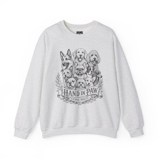 Hand in Paw Animal Rescue - Vintage Animal Sketch Unisex Crewneck Sweatshirt