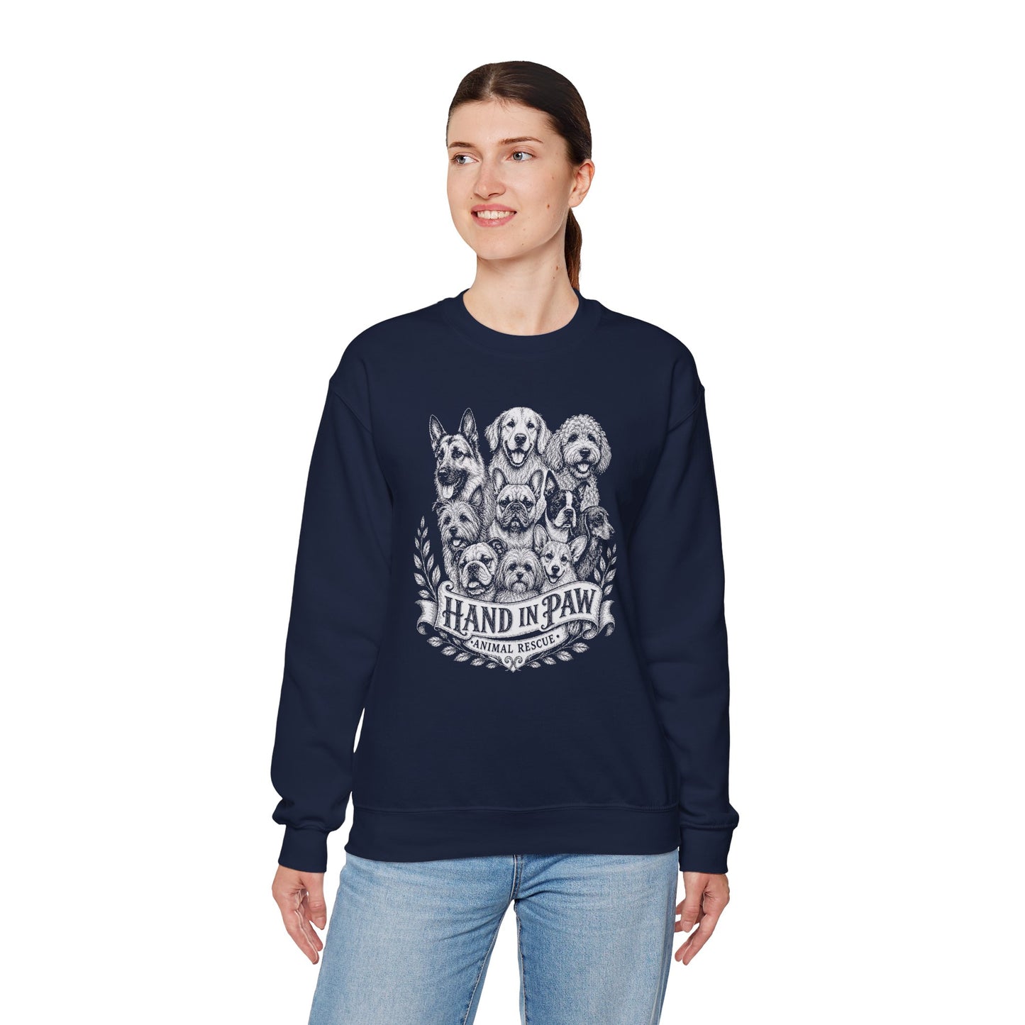 Hand in Paw Animal Rescue - Vintage Animal Sketch Unisex Crewneck Sweatshirt