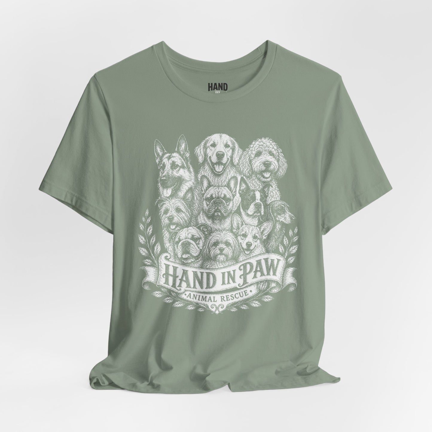 Hand in Paw Animal Rescue - Vintage Animal Sketch Logo T-Shirt