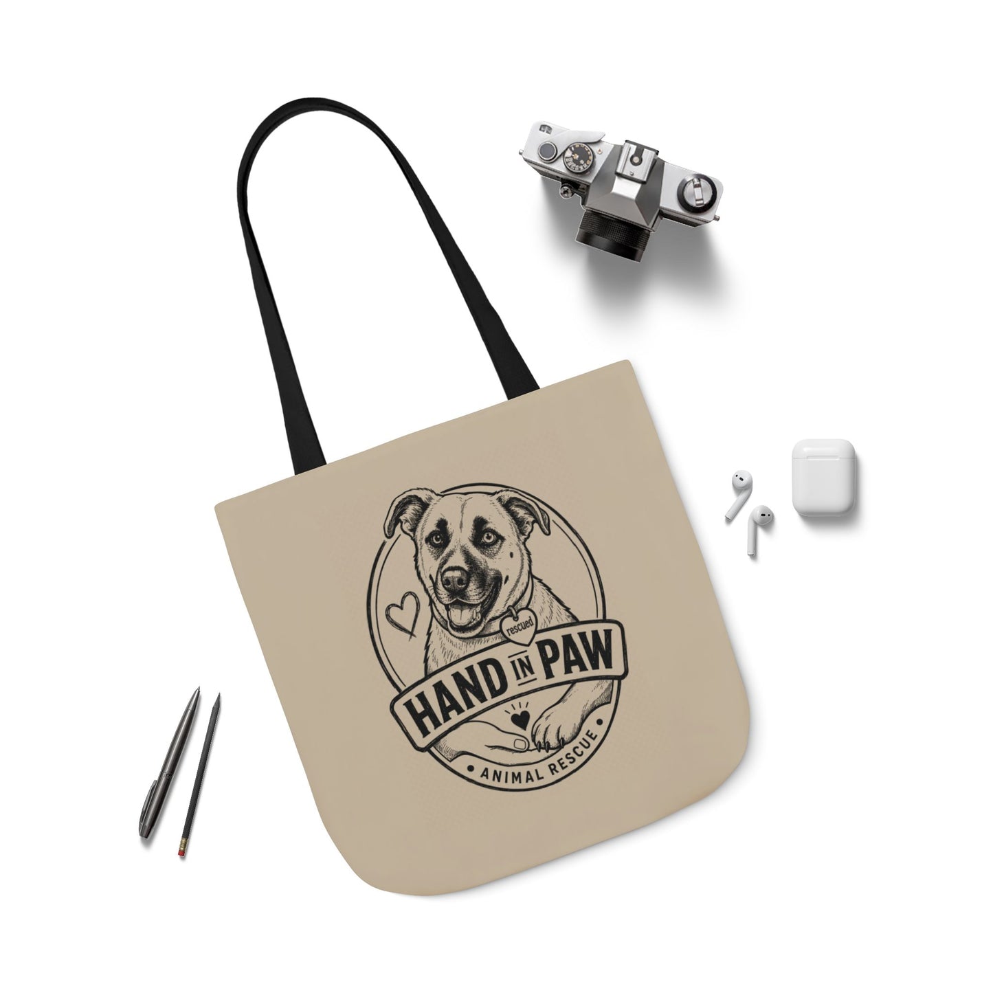 Canvas Tote Bag - Vintage Sketch Dogs Pattern