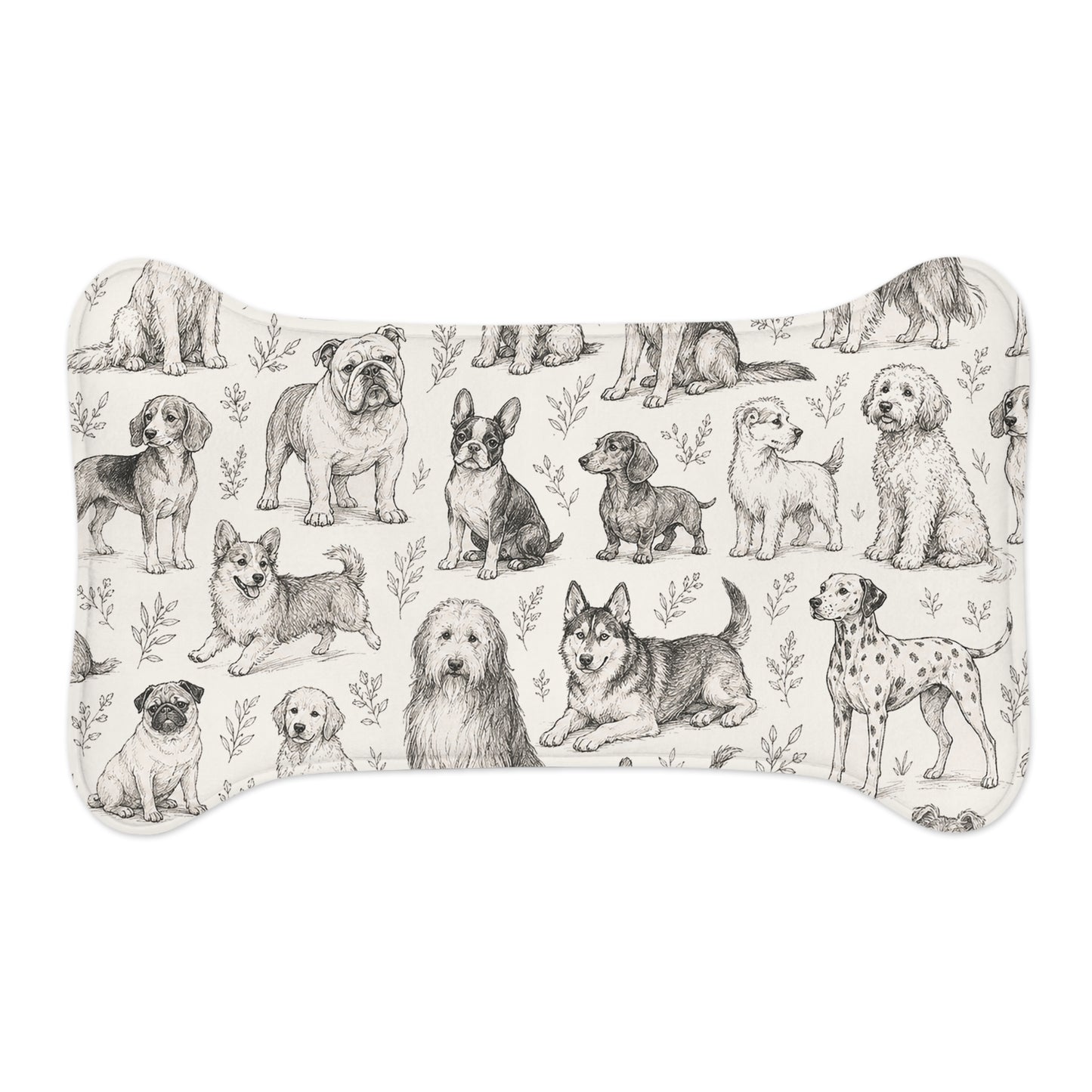 Dog Pattern Pet Feeding Mat - Non-Slip Bone-Shaped