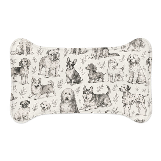 Dog Pattern Pet Feeding Mat - Non-Slip Bone-Shaped