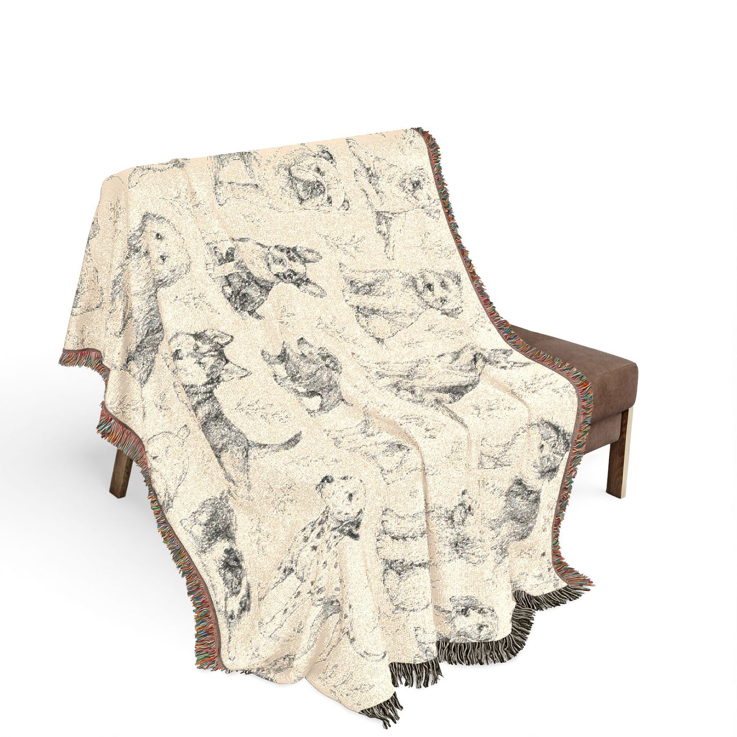 Artistic Drawn Dogs Woven Blanket