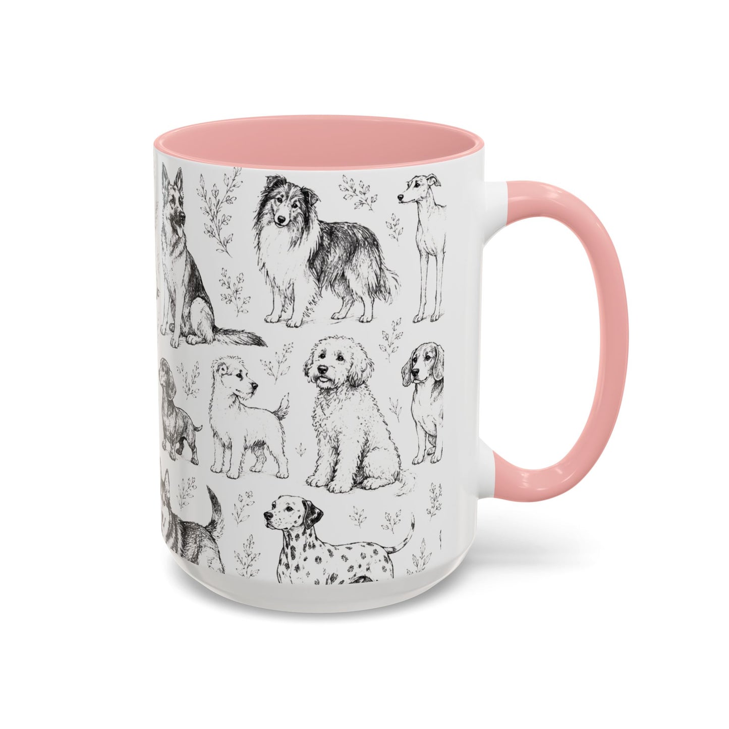 Dog Pattern Accent Coffee Mug 15 oz