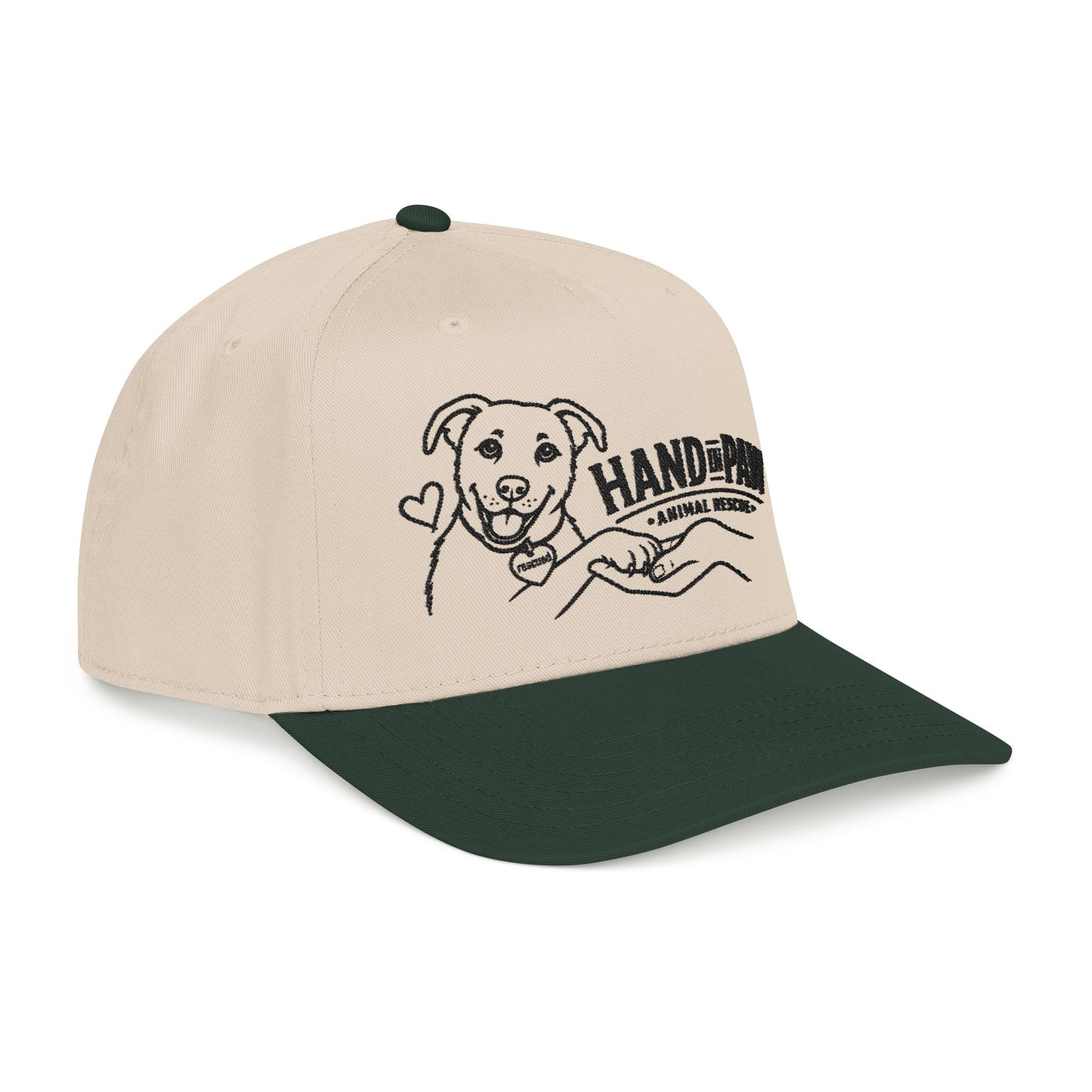 Mid Profile Baseball Cap - Embroidered Hand in Paw Design