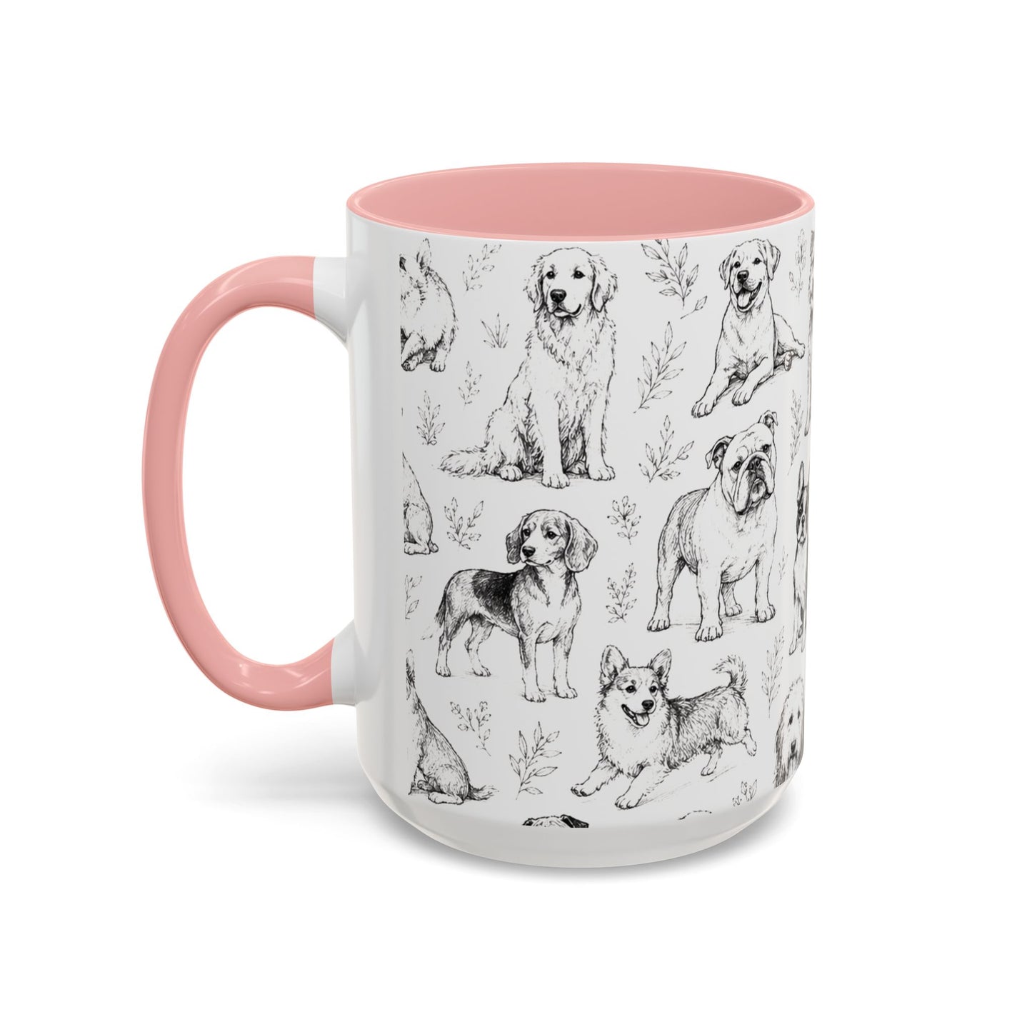 Dog Pattern Accent Coffee Mug 15 oz