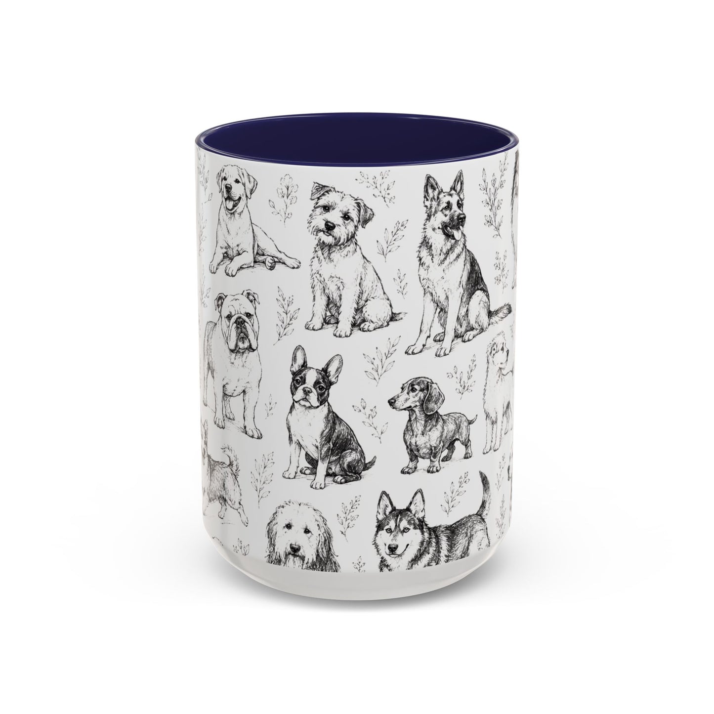 Dog Pattern Accent Coffee Mug 15 oz