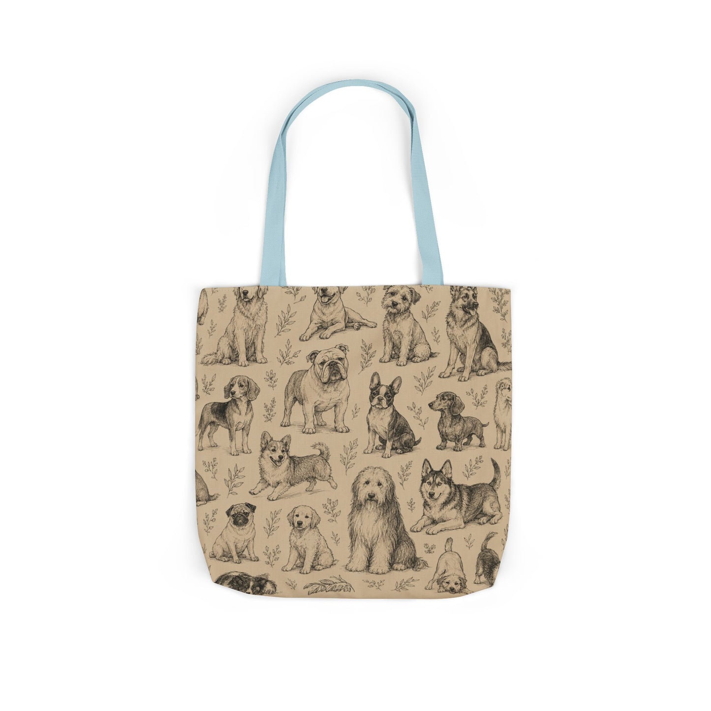 Canvas Tote Bag - Vintage Sketch Dogs Pattern