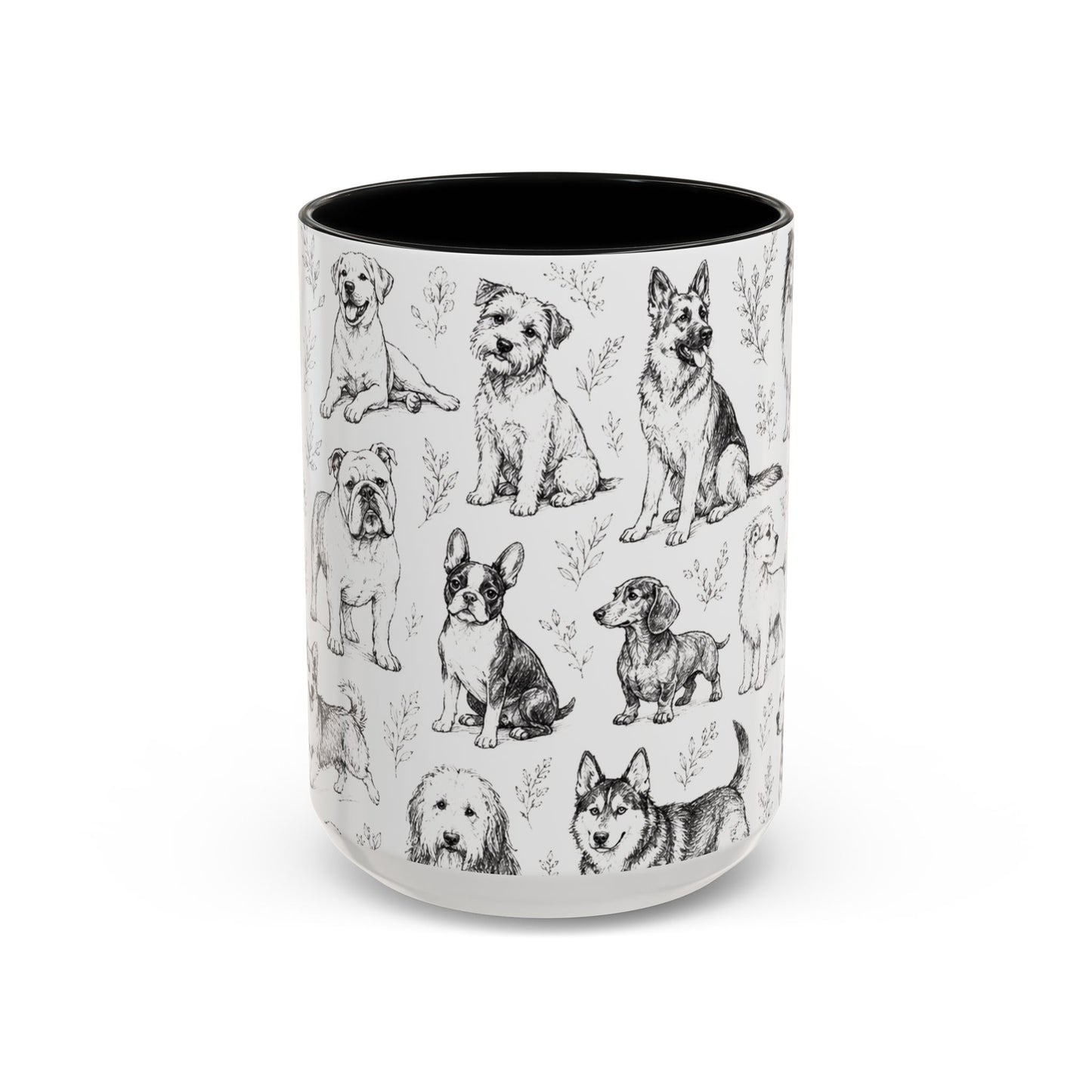 Dog Pattern Accent Coffee Mug 15 oz