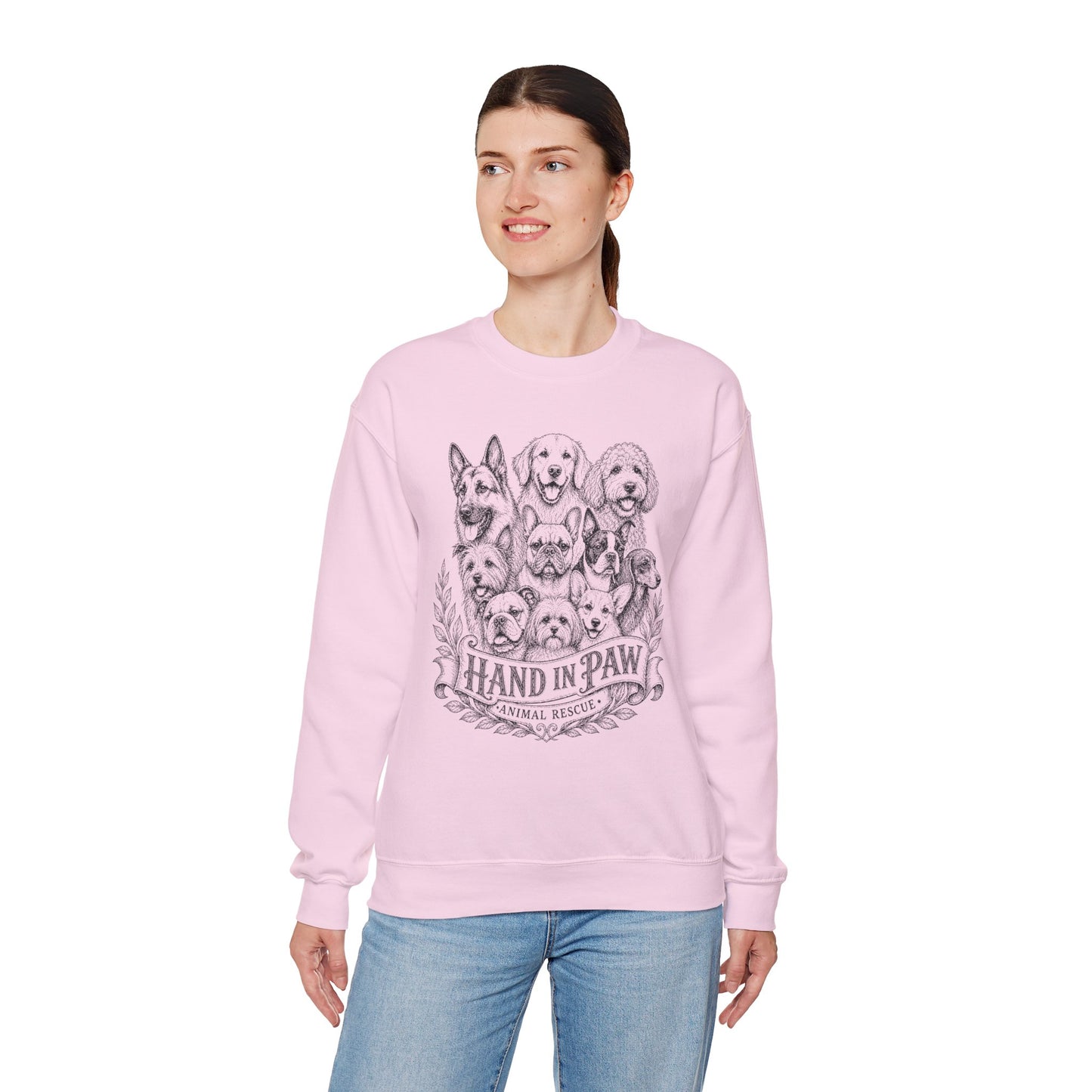 Hand in Paw Animal Rescue - Vintage Animal Sketch Unisex Crewneck Sweatshirt