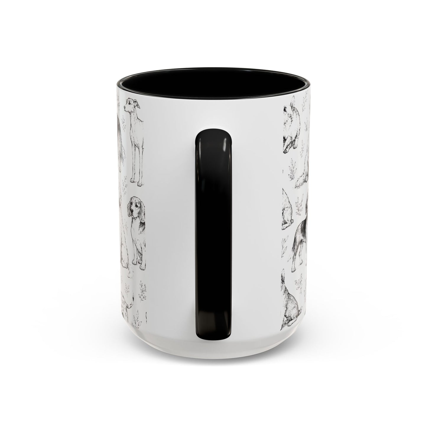 Dog Pattern Accent Coffee Mug 15 oz